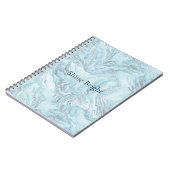Blue Aqua Zilver Marmer Swirls Notitieboek (Linkerzijde)