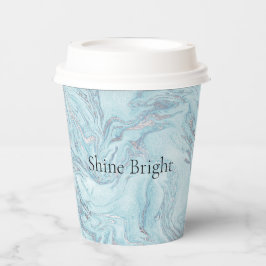 Blue Aqua Zilver Marmer Swirls Papieren Bekers