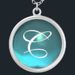 Blue Aquamarine Gem Monogram Zilver Vergulden Ketting<br><div class="desc">Elegant en uniek ontwerp met edelsteen. Zeer nauwkeurige modellering en rendering van verpleegkundigen in 3D Studio Max door Bulgan Lumini.Part uit de serie Hyper Talismans.</div>