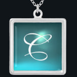 Blue Aquamarine Gem Monogram Zilver Vergulden Ketting<br><div class="desc">Elegant en uniek ontwerp met edelsteen. Zeer nauwkeurige modellering en rendering van verpleegkundigen in 3D Studio Max door Bulgan Lumini.Part uit de serie Hyper Talismans.</div>