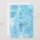Blue Aquamarine Waterverf Wedding Invitation Kaart (Achterkant)