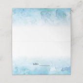 Blue Aquamarine Waterverf Wedding Place Card Plaatskaartje (Buitenkant ongevouwen)