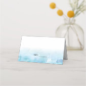 Blue Aquamarine Waterverf Wedding Place Card Plaatskaartje (Voorkant)