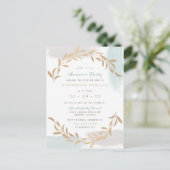 Blue Aquarelle Brushed Minimalist Surprise Party Uitnodiging Briefkaart (Staand voorkant)