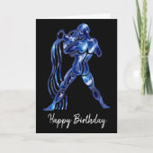 Blue Aquarius Sign Birthday Kaart (Voorkant)
