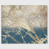 Blue Aquatic Blauwgroen Gold Marble Roos Glitter S Cadeaupapier (Vlak)