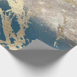 Blue Aquatic Blauwgroen Gold Marble Roos Glitter S Cadeaupapier