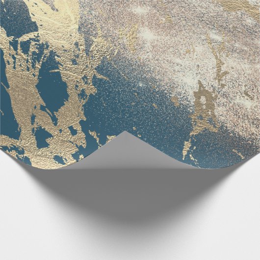 Blue Aquatic Blauwgroen Gold Marble Roos Glitter S Cadeaupapier (Hoek)