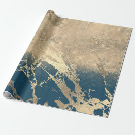 Blue Aquatic Blauwgroen Gold Marble Sand Glitter S Cadeaupapier