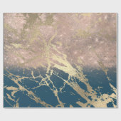 Blue Aquatic Blauwgroen Gold Marble Shiny Glitter  Cadeaupapier (Vlak)