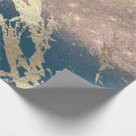 Blue Aquatic Blauwgroen Gold Marble Shiny Glitter  Cadeaupapier