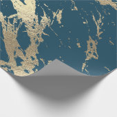 Blue Aquatic Foxier Gold Marble Shiny Glam Cadeaupapier (Hoek)