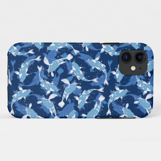 Blue Aquatic Pattern - Koi Fish Case-Mate iPhone Case (Achterkant (horizontaal))