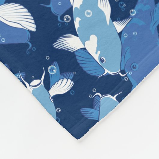 Blue Aquatic Pattern - Koi Fish Fleece Deken (Hoek)