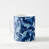 Blue Aquatic Pattern - Koi Fish Koffiemok (Voorkant links)