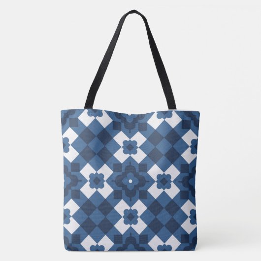 Blue Arabesque Pattern Tas (Achterkant)