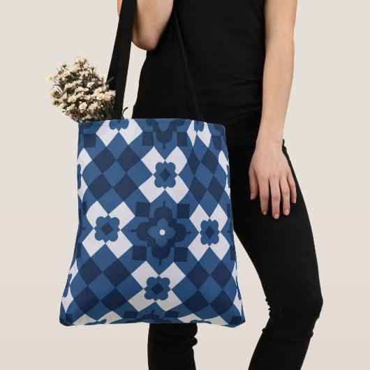 Blue Arabesque Pattern Tas (Dichtbij)