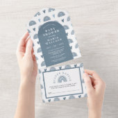 Blue Arch Boho Rainbow Baby shower All In One Uitnodiging (Afscheurbaar)