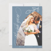 Blue Arch Botanical Leaf Weddenschap Hartelijk dan Bedankkaart (Voorkant)