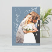 Blue Arch Botanical Leaf Weddenschap Hartelijk dan Bedankkaart (Staand voorkant)