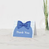 Blue Arch Gingham Plaid Bow Boy Baby shower Bedankkaart (Voorkant)