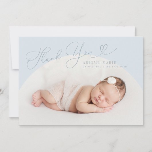 Blue Arch Lijst Thank You Geboorteaankondiging Aankondiging (Voorkant)