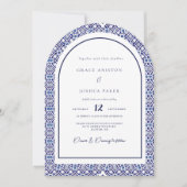Blue Arch Mexicaanse Talavera Spaanse bruiloft Kaart (Voorkant)