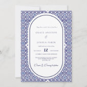 Blue Arch Mexicaanse Talavera Spaanse bruiloft Kaart (Voorkant)