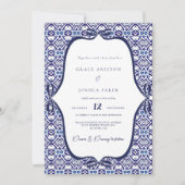 Blue Arch Mexicaanse Talavera Spaanse bruiloft Kaart (Voorkant)