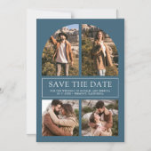 Blue Arch Photo Collage Wedding Save the Date Magnetische Uitnodiging (Voorkant)
