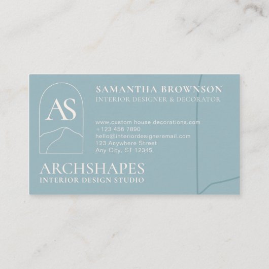 Blue Architecture Geometry Interior Design Visitekaartje (Achterkant)