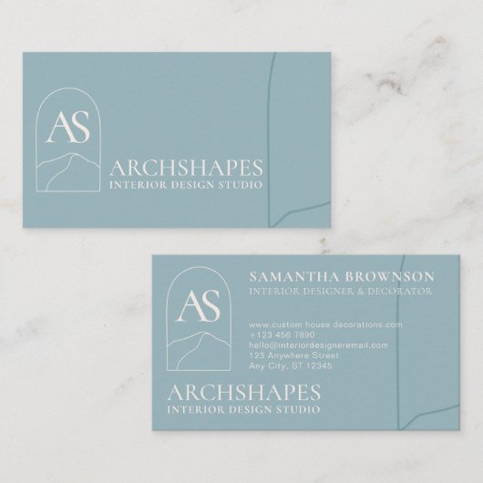 Blue Architecture Geometry Interior Design Visitekaartje (Voorkant / Achterkant)