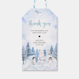Blue Arctic Animals Baby shower Favor Tags Cadeaulabel