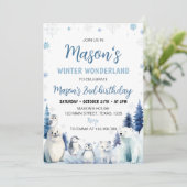 Blue Arctic Animals tweede verjaardag Kaart (Staand voorkant)