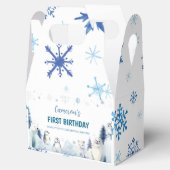 Blue Arctic Animals Winter Verjaardagsfeest Bedankdoosjes (Geopend)