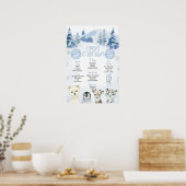 Blue Arctic Onederland 1e Verjaardag mijlpaal Poster (Keuken)