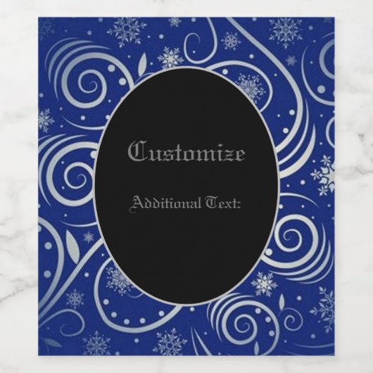 Blue Arctic Swirl - op maat gemaakt Wijn Etiket (Enkel label)