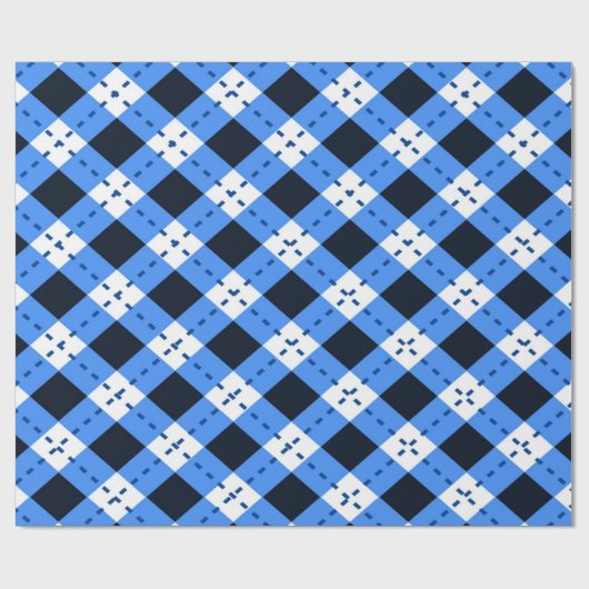 Blue Argyle Cadeaupapier (Vlak)