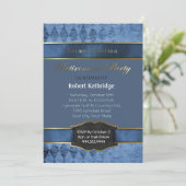 Blue Argyle Classic Uitnodigingen voor een pensioe (Staand voorkant)