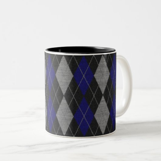 Blue Argyle Coffee Mok (Voorkant rechts)