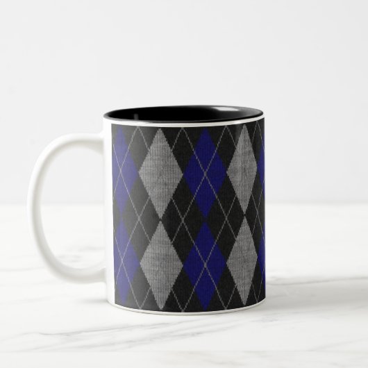 Blue Argyle Coffee Mok (Links)