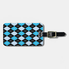 Blue Argyle Custom Bagagelabel