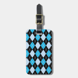 Blue Argyle Custom Bagagelabel