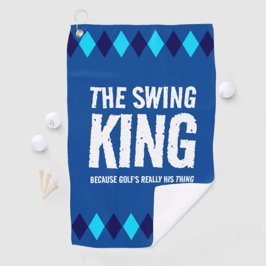 Blue Argyle De Swing King Golfhanddoek (Insitu)
