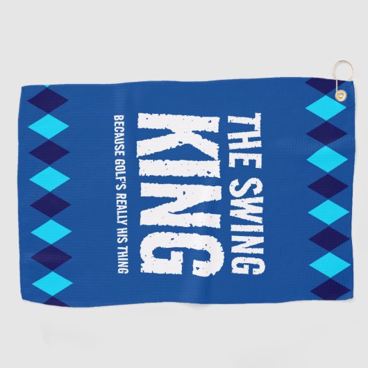Blue Argyle De Swing King Golfhanddoek (Horizontaal)
