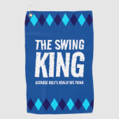 Blue Argyle De Swing King Golfhanddoek (Voorkant)