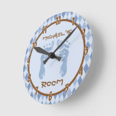 Blue Argyle Diamond Baby Feet Gepersonaliseerde kl Ronde Klok (Hoek)
