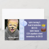 Blue Argyle Geboorte Foto Uitnodiging (Voorkant / Achterkant)