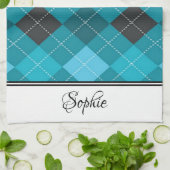 Blue Argyle gepersonaliseerd Theedoek (Gevouwen)