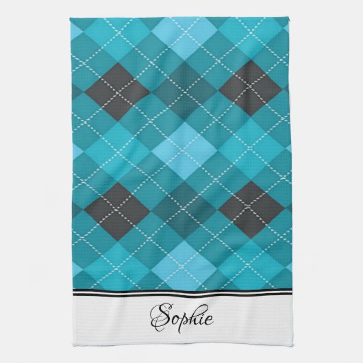 Blue Argyle gepersonaliseerd Theedoek (Verticaal)